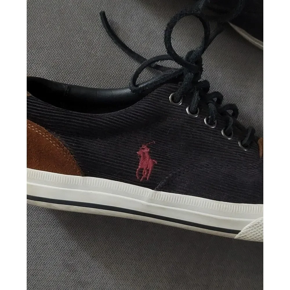 Polo Ralph Lauren Men's Vaughn Charcoal Corduroy Suede Shoes Size 7.5‎ D